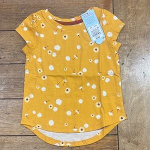 Cat & Jack Mustard Floral Short Sleeve Tee